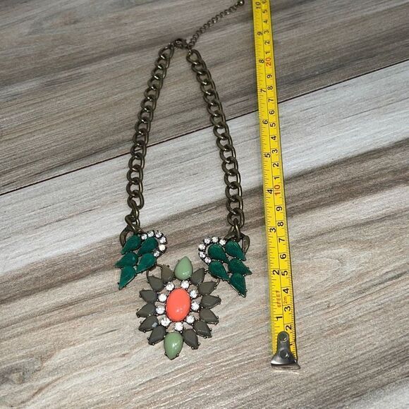 Multi-Color Multi-stone Statement Necklace Set In Gold Tone - Picture 3 of 6